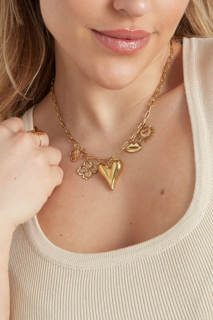 Halskette mit Charm „Die Sprache der Liebe“ – Gold Bild3